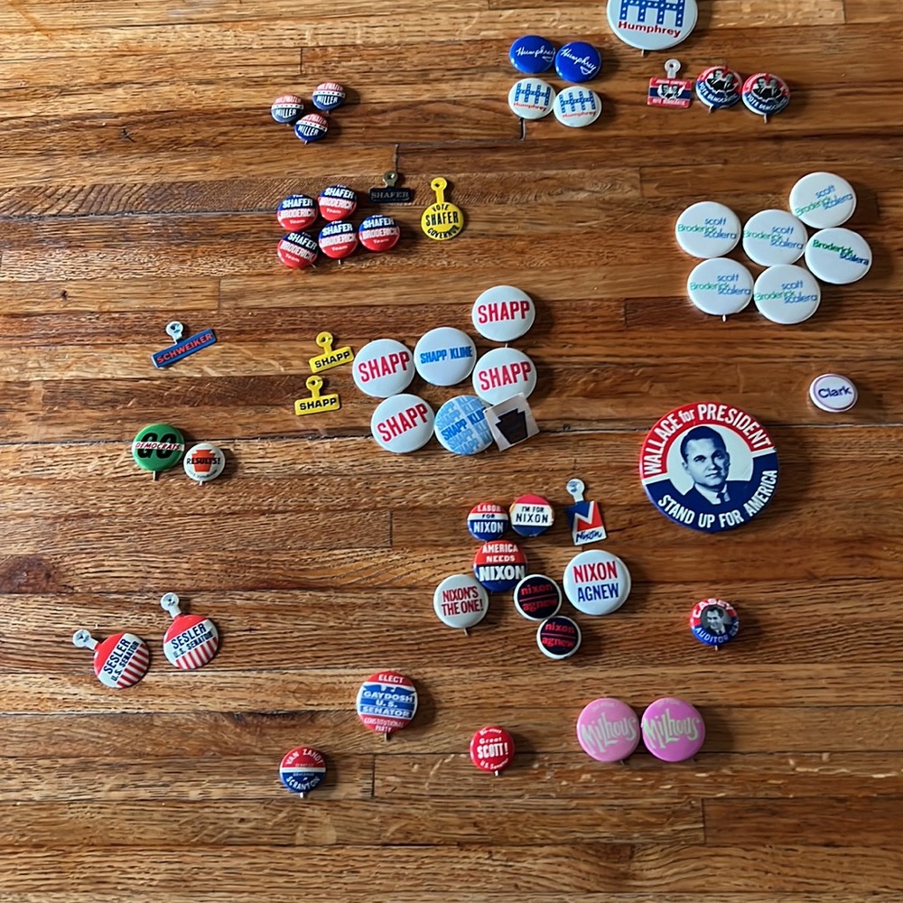 Vintage Election Buttons & Metal Tags